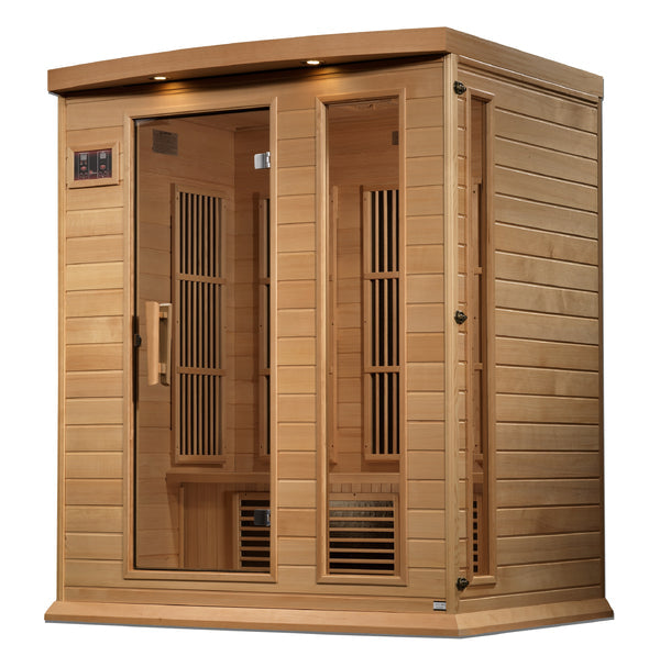 Golden Designs Maxxus 3 Person Near Zero EMF FAR Infrared Sauna - Canadian Hemlock MX-K306-01-ZF HEM