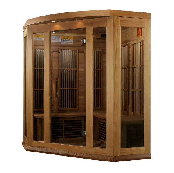 Golden Designs Maxxus "Avignon Edition" 3 Person Corner Near Zero EMF FAR Infrared Sauna - Canadian Red Cedar