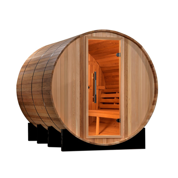 Golden Designs "Marstrand" 6 Person Barrel Traditional Steam Sauna - Canadian Red Cedar GDI-SJ-2006-CED