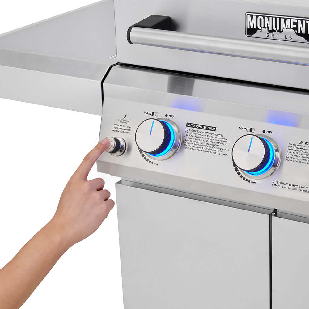 Monument Grills Mesa 300 Stainless Gas Grill 3 Burners  Liquid Propane Gas