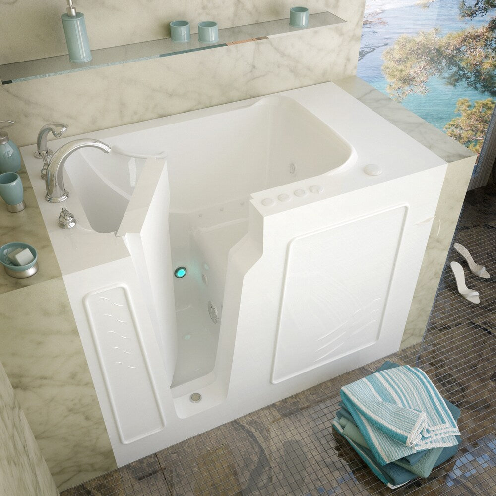 MediTub 29x52-inch Left Drain White Whirlpool & Air Jetted Walk-In Bathtub