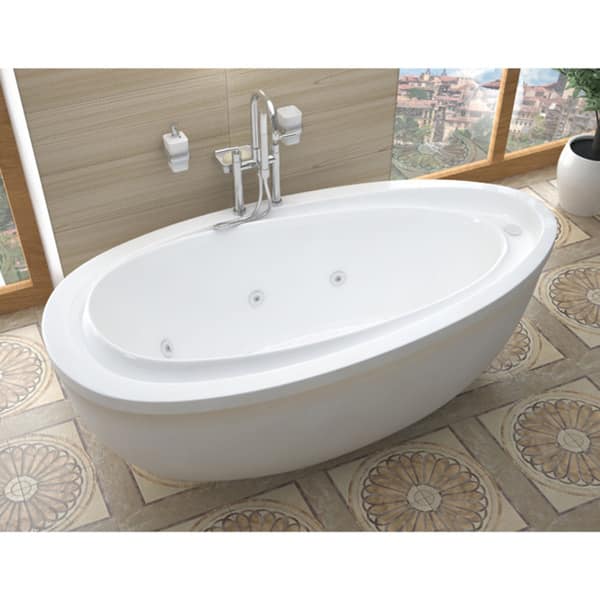 Atlantis Whirlpools Breeze 38 x 71 Oval Freestanding Whirlpool Jetted Bathtub in White 3871BW