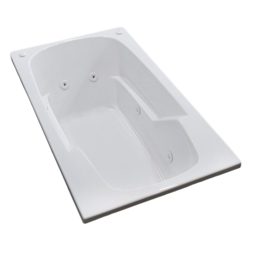 Atlantis Whirlpools Eros 36 x 60 Rectangular Whirlpool Jetted Bathtub in White 3660EWR