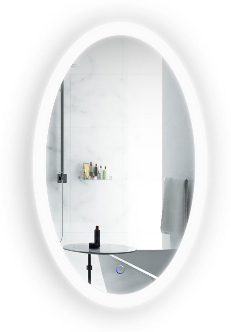 Krugg Sol Oval 22″ x 40″ LED Bathroom Mirror w/ Dimmer & Defogger | Oval Back-lit Vanity Mirror