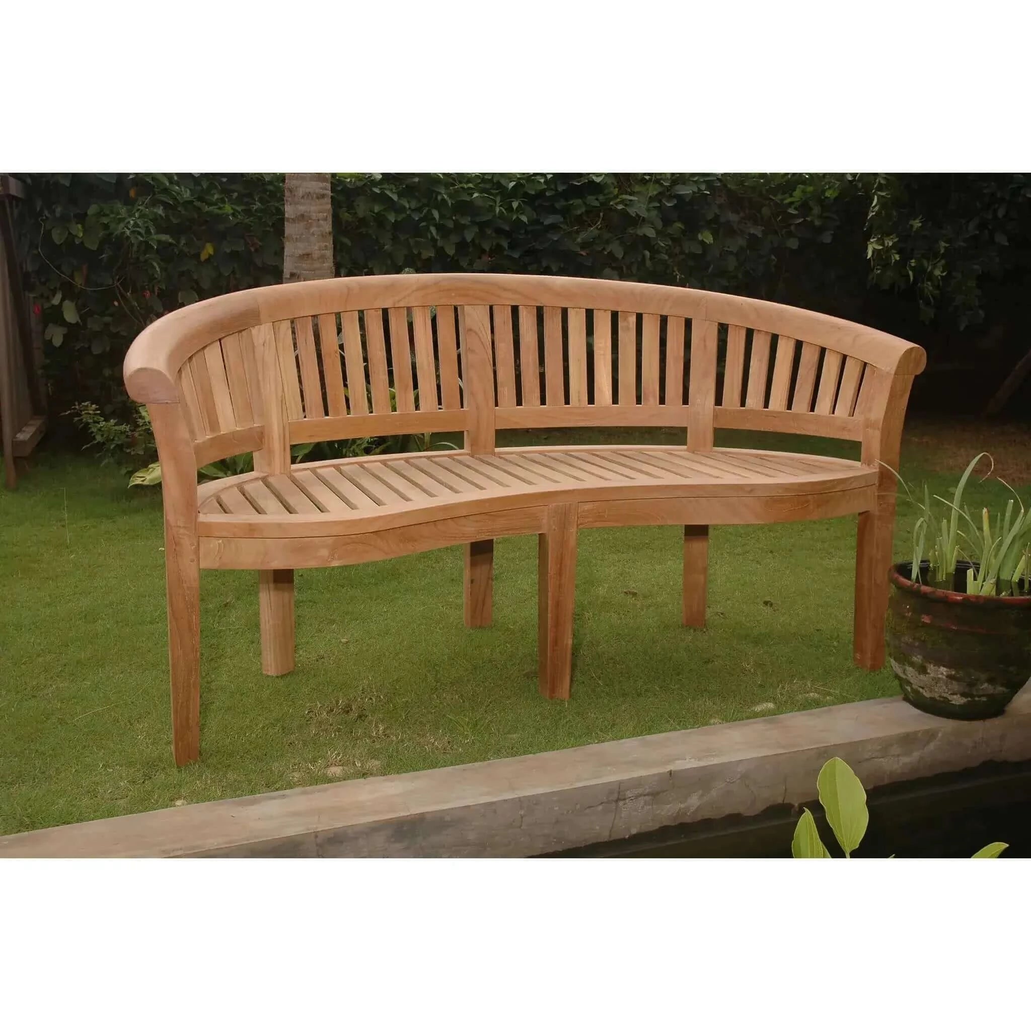 Anderson Teak Curve 3-Seater Bench Extra Thick Wood BH-005CT