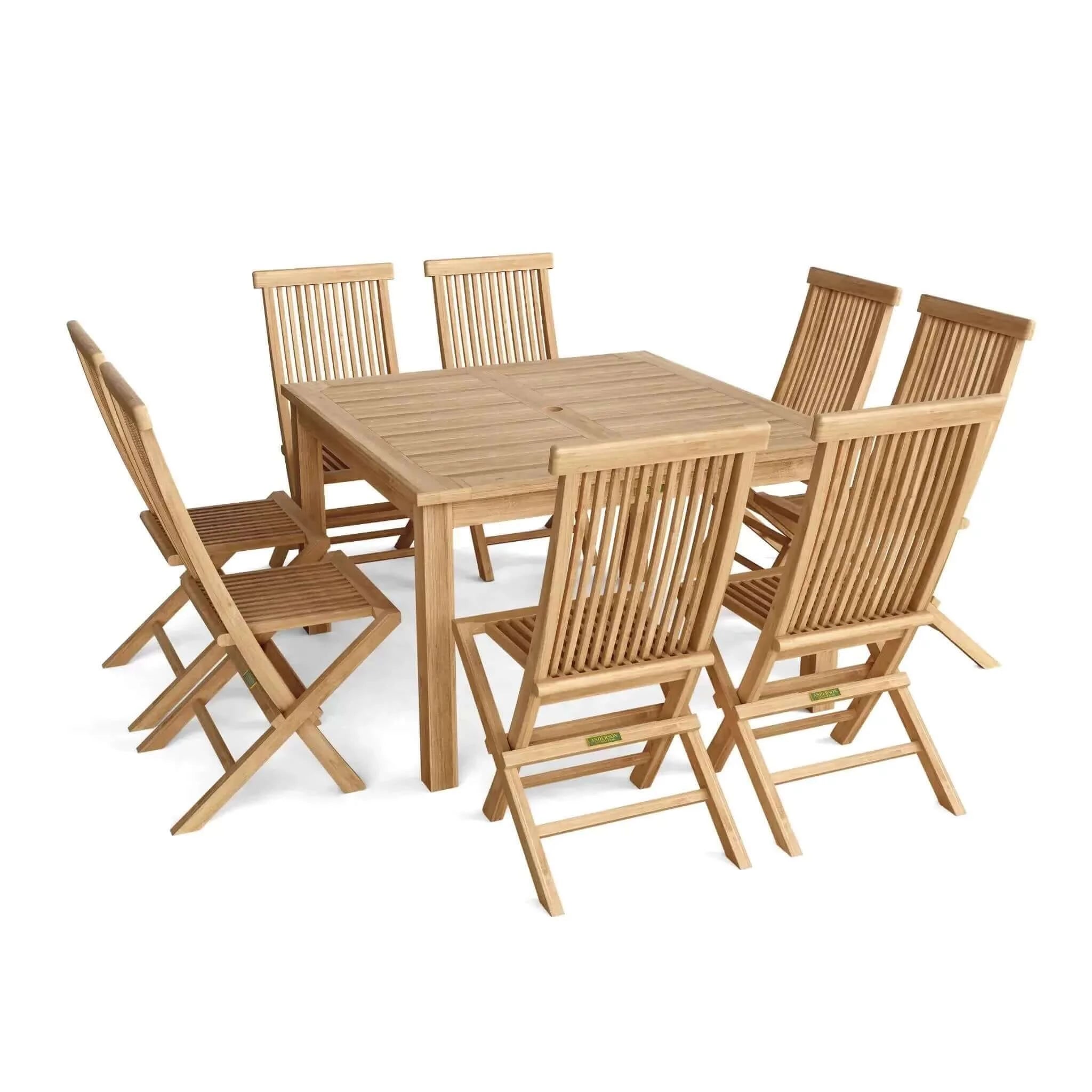 Anderson Teak Windsor Classic Chair 9-Pieces Folding Dining Set-104B