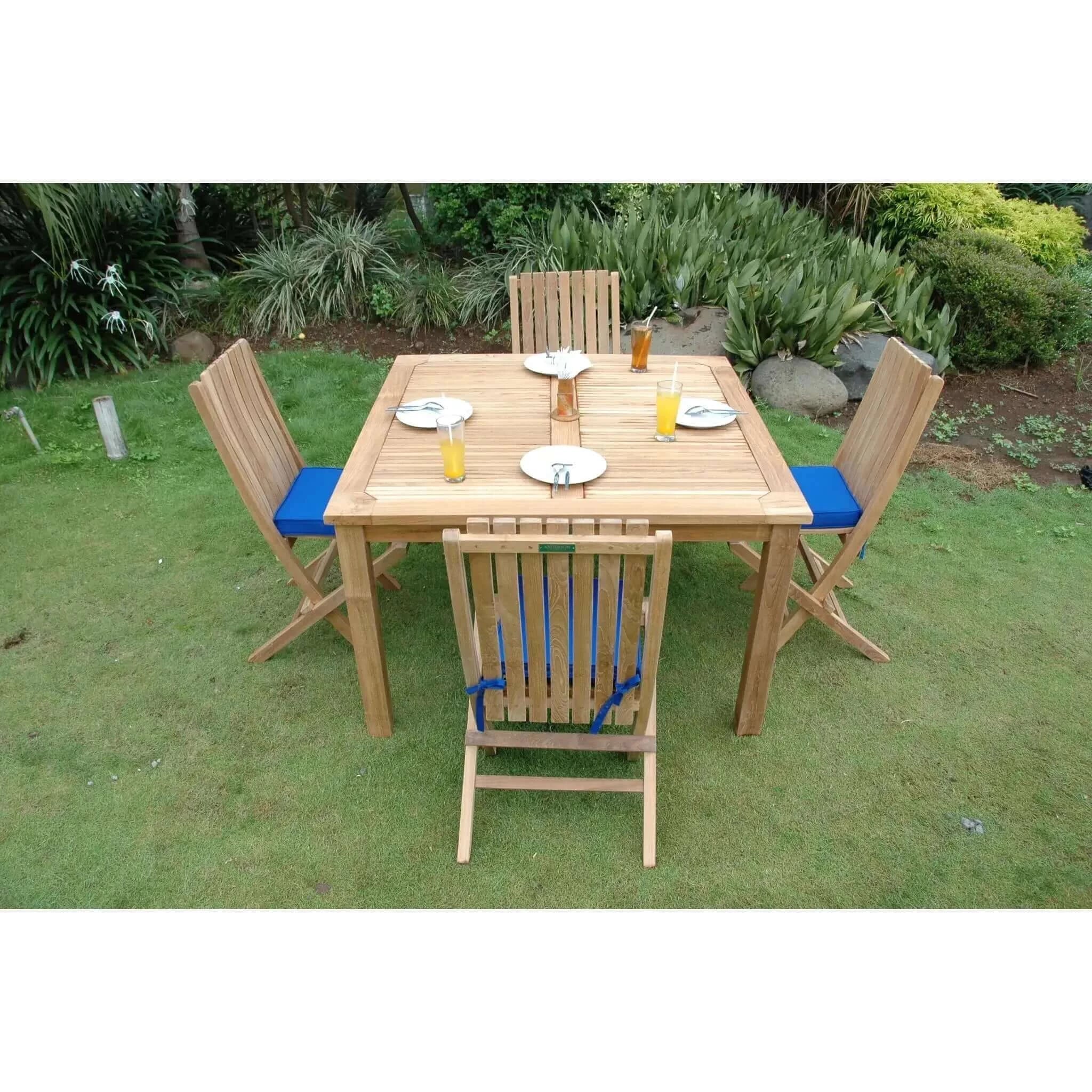 Anderson Teak Windsor Comfort Chair 5-Pieces Folding Dining Set-105B