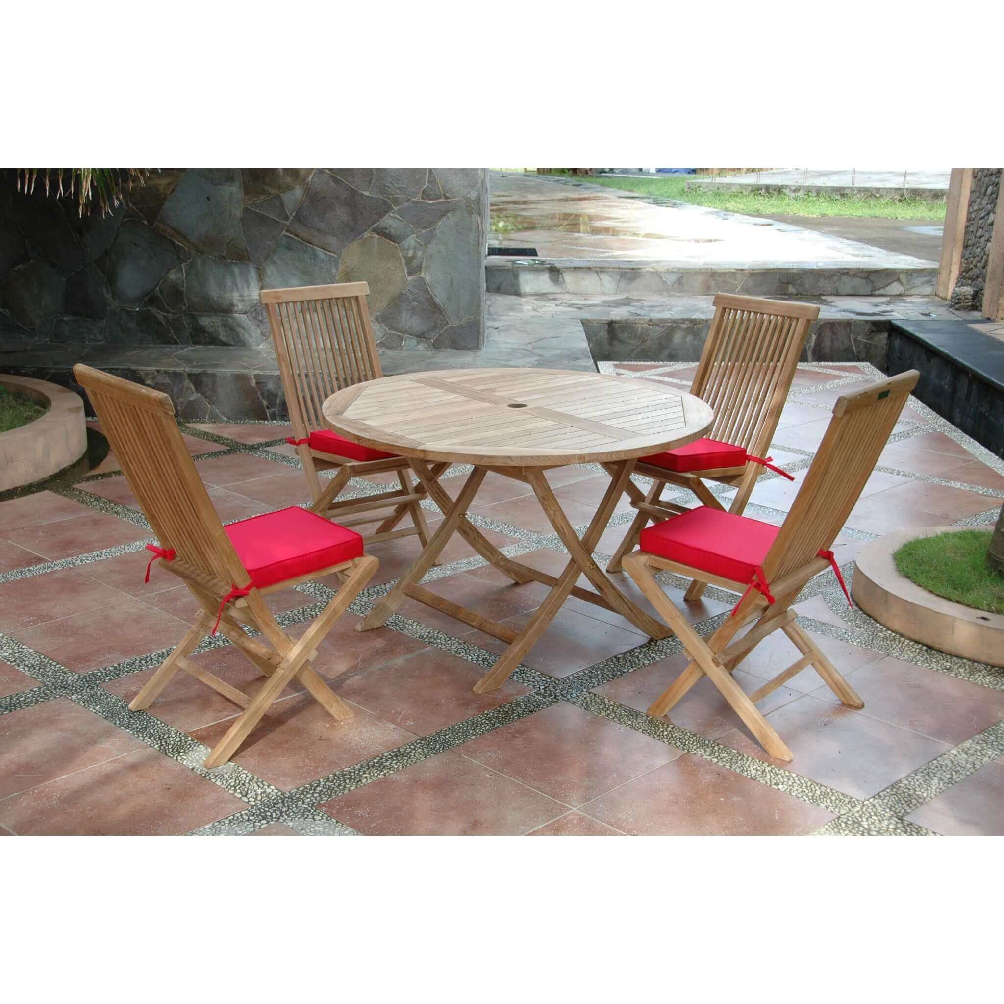 Anderson Teak Bahama Classic 5-Pieces Folding Dining Set-28