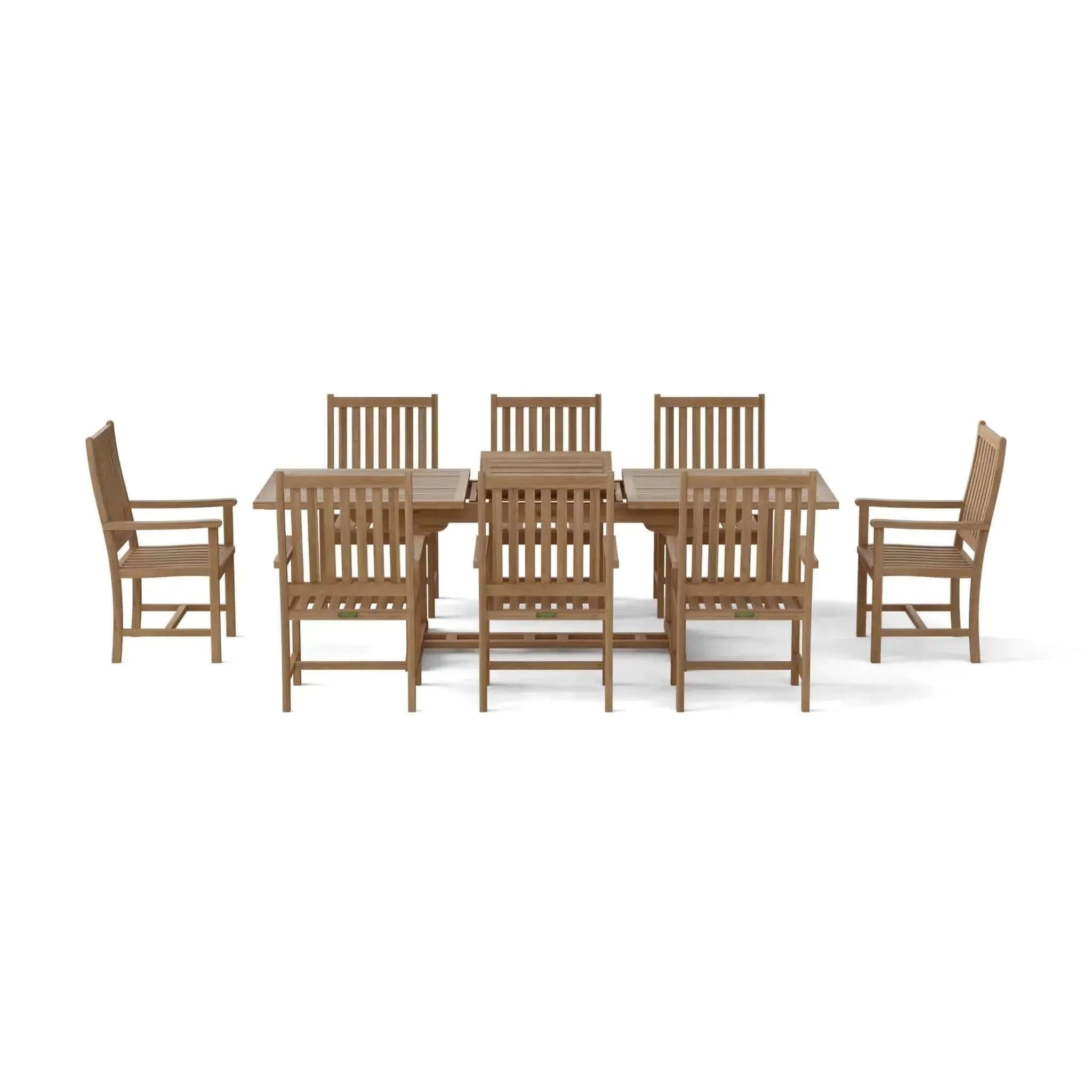 Anderson Teak Bahama Wilshire Armchair 9-Pieces Extension Dining Set-112A