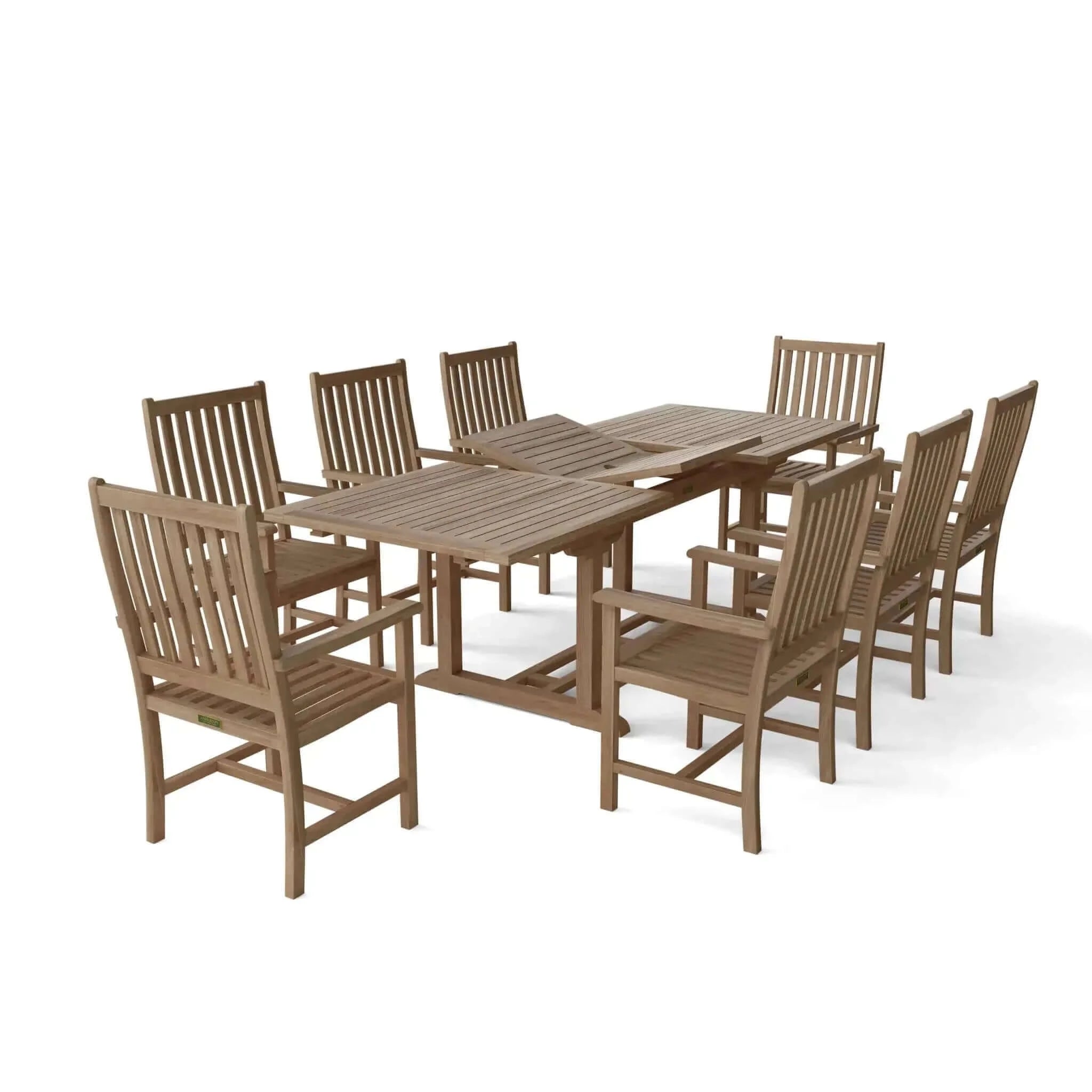 Anderson Teak Bahama Wilshire Armchair 9-Pieces Extension Dining Set-112A