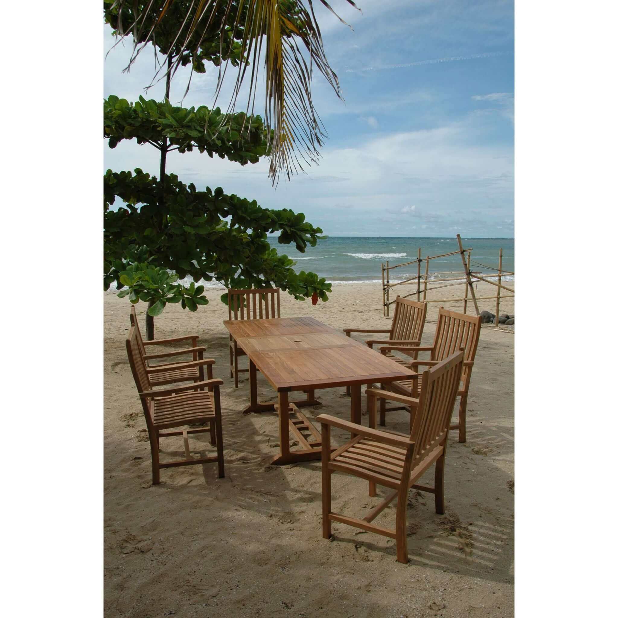 Anderson Teak Bahama Wilshire Armchair 7-Pieces Extension Dining Set-112B