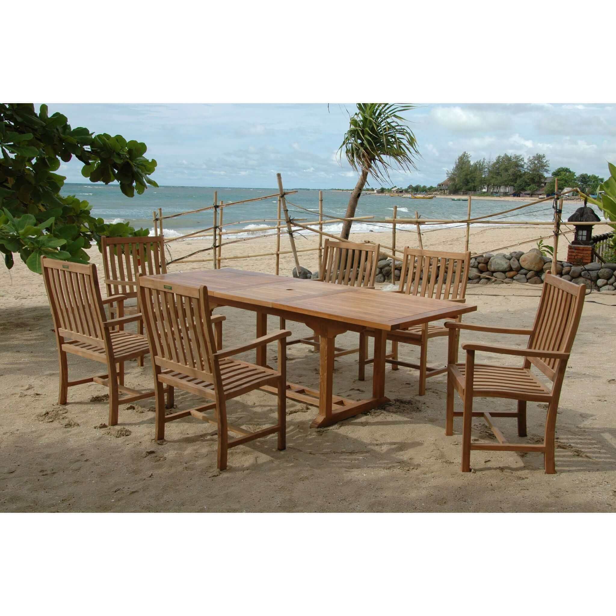 Anderson Teak Bahama Wilshire Armchair 7-Pieces Extension Dining Set-112B