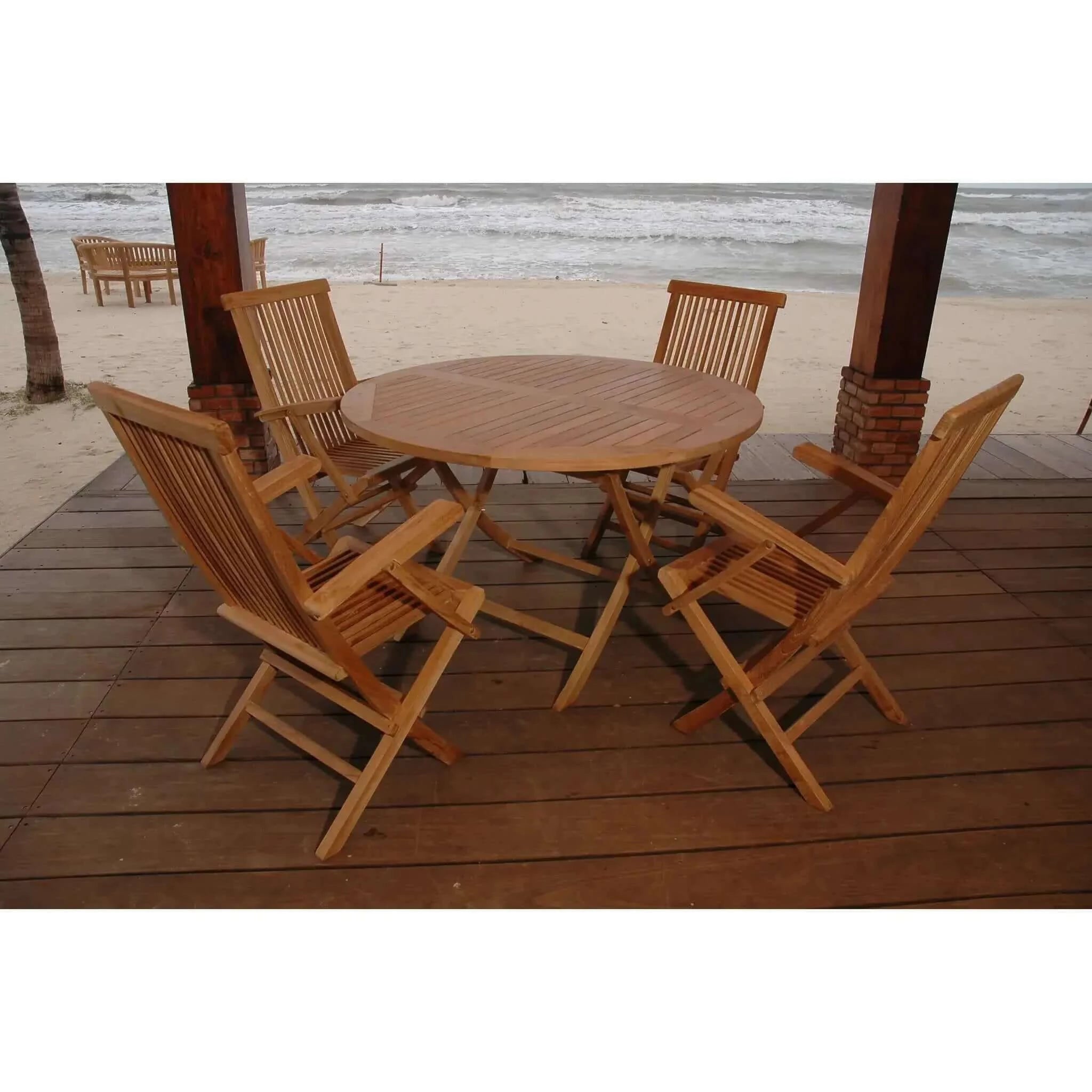 Anderson Teak Bahama Classic Folding Armchair 5-Pieces Dining Set-28