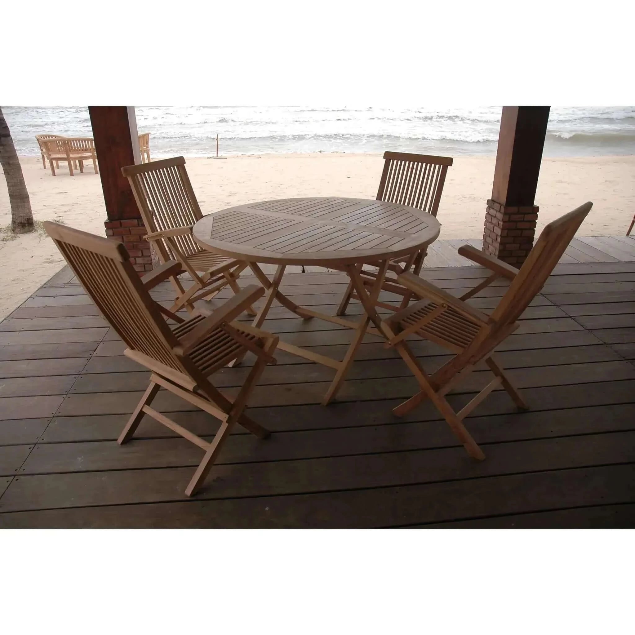 Anderson Teak Bahama Classic Folding Armchair 5-Pieces Dining Set-28