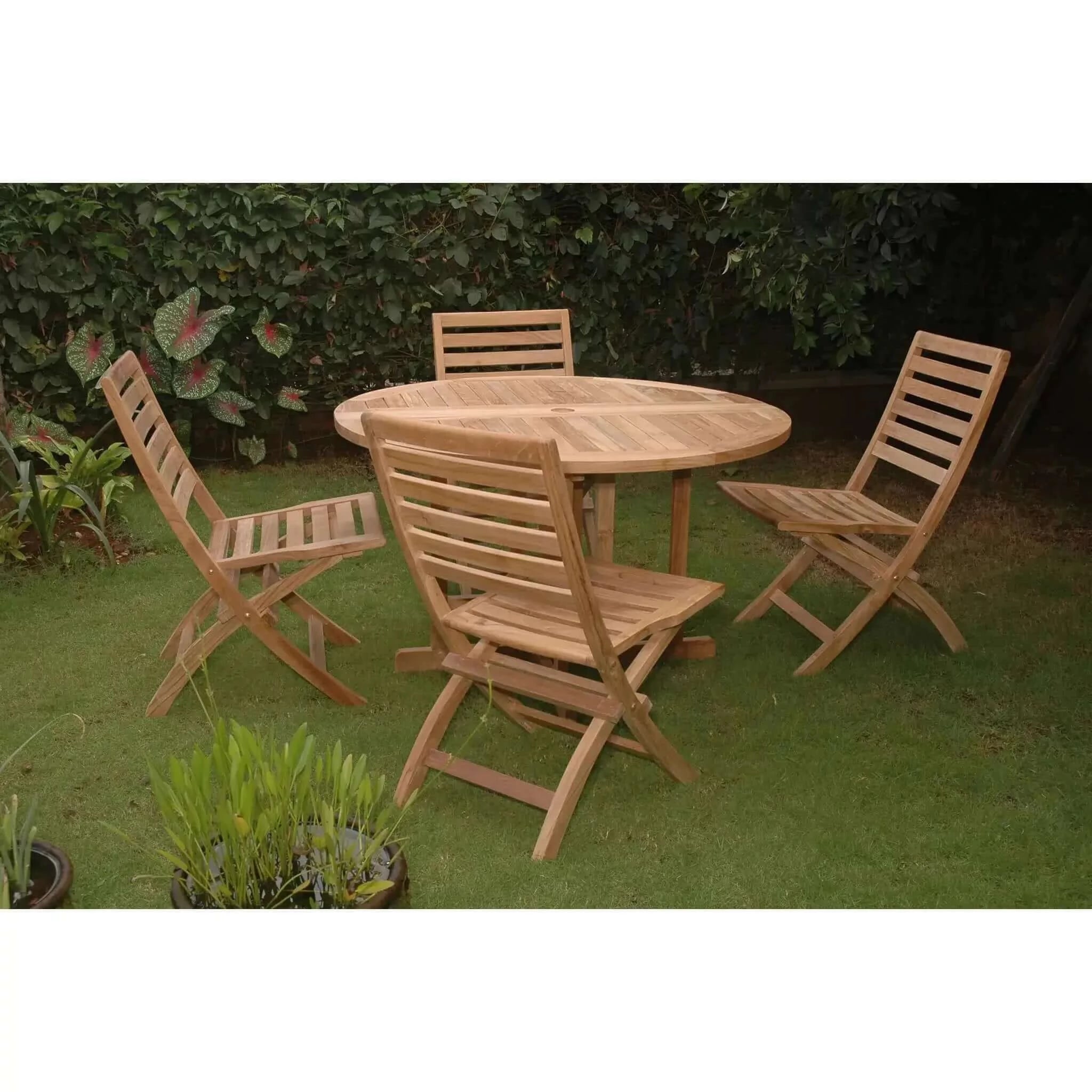 Anderson Teak Andrew Butterfly Folding 5-Pieces Dining Set-35