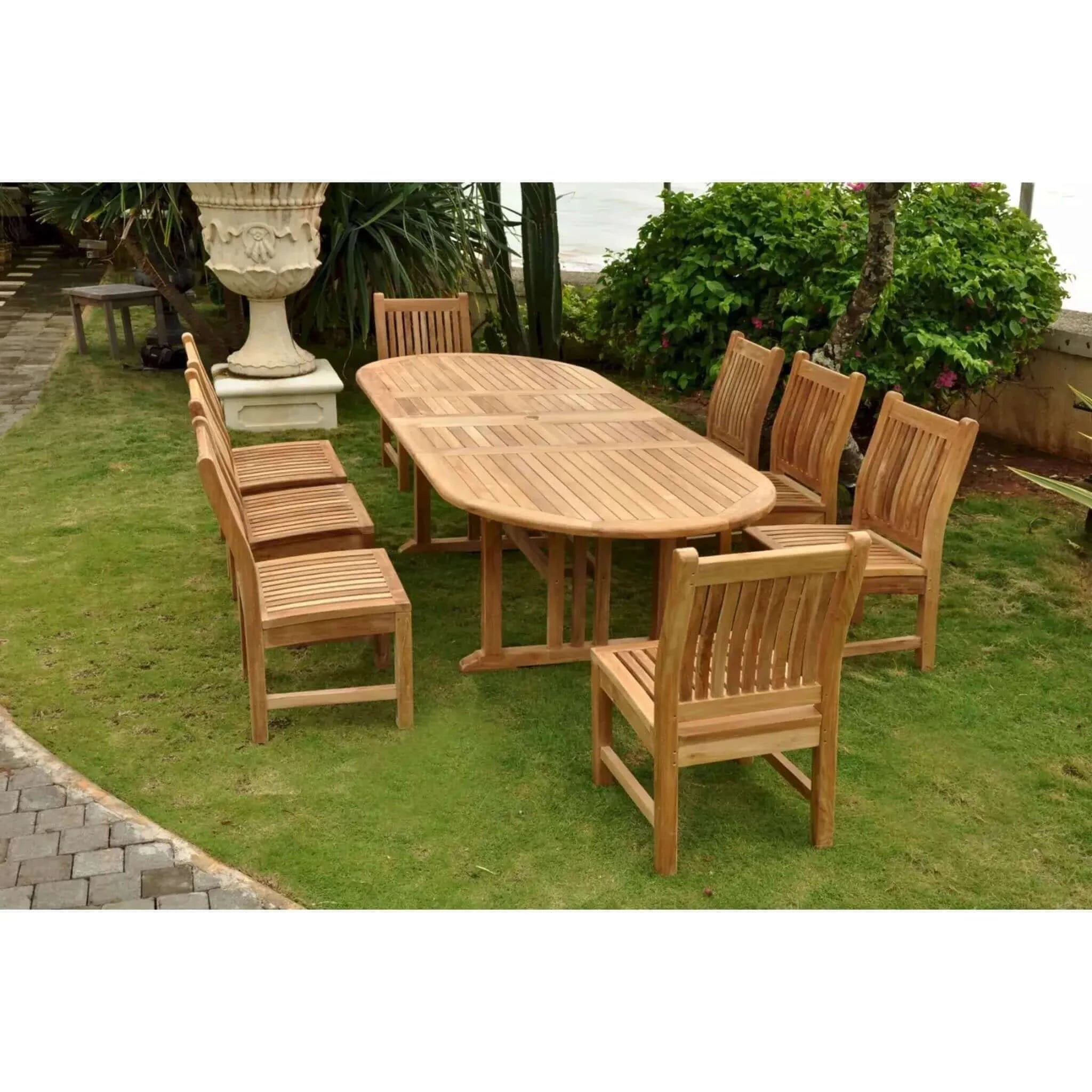 Anderson Teak Sahara Dining Side Chair 9-Pieces Oval Dining Set-76