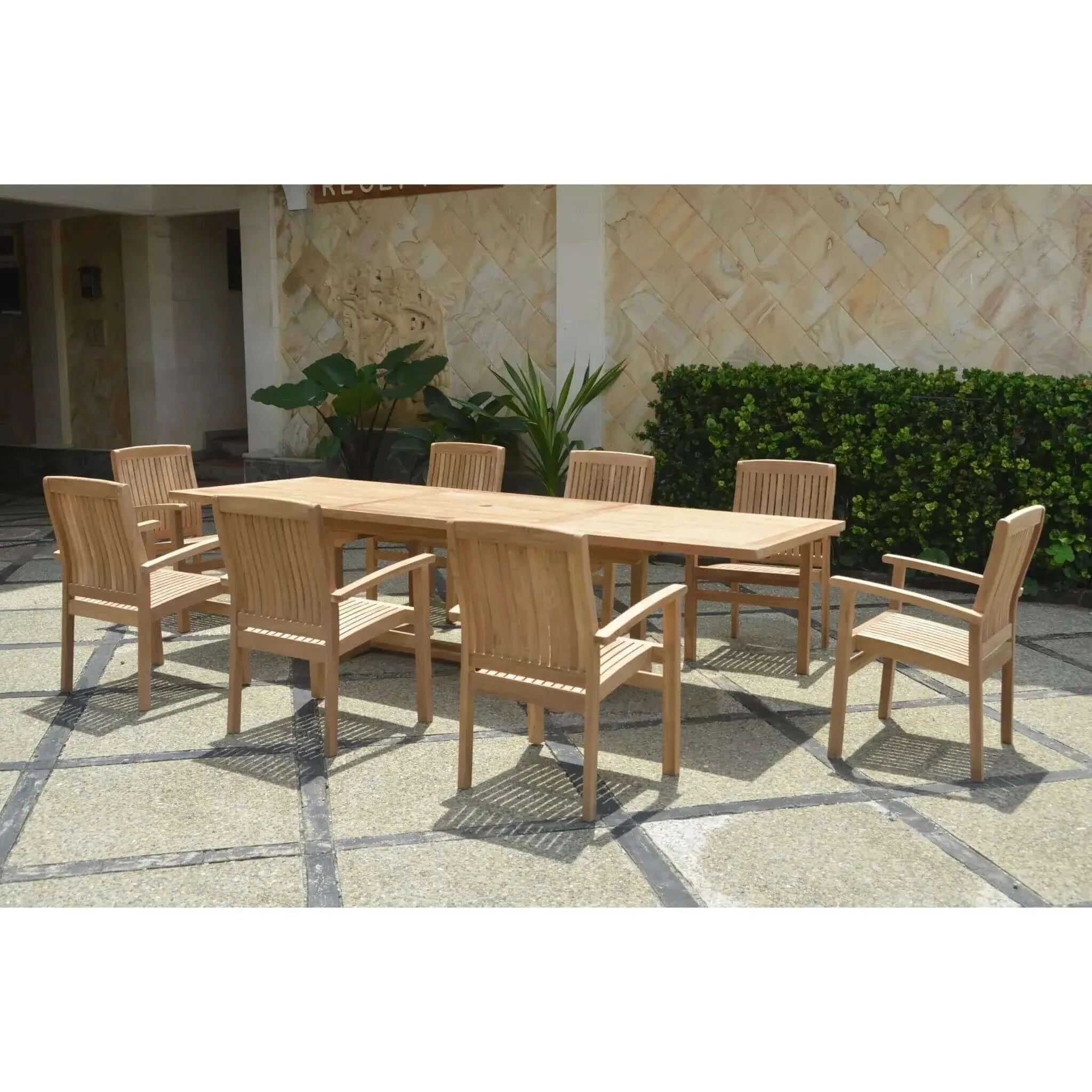 Anderson Teak Bahama Stackable Sahara 9-Pieces Rectangular Dining Set-77