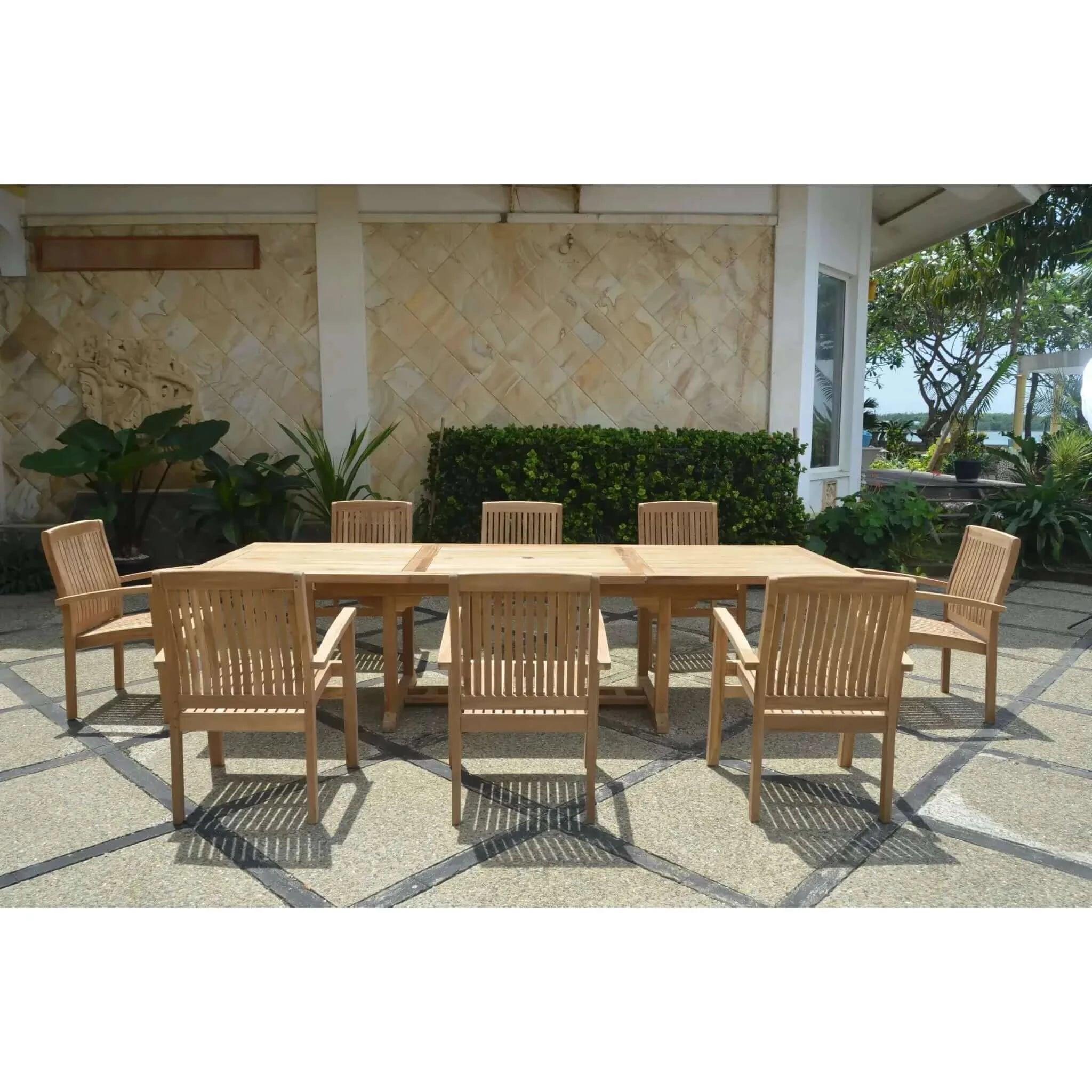 Anderson Teak Bahama Stackable Sahara 9-Pieces Rectangular Dining Set-77