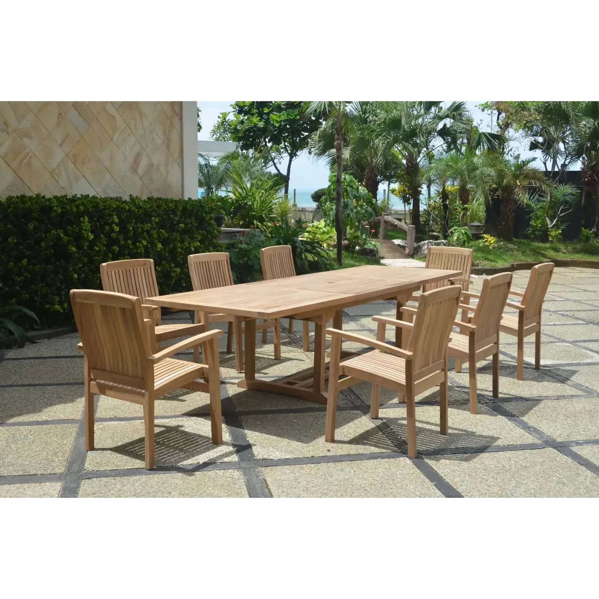 Anderson Teak Bahama Stackable Sahara 9-Pieces Rectangular Dining Set-77