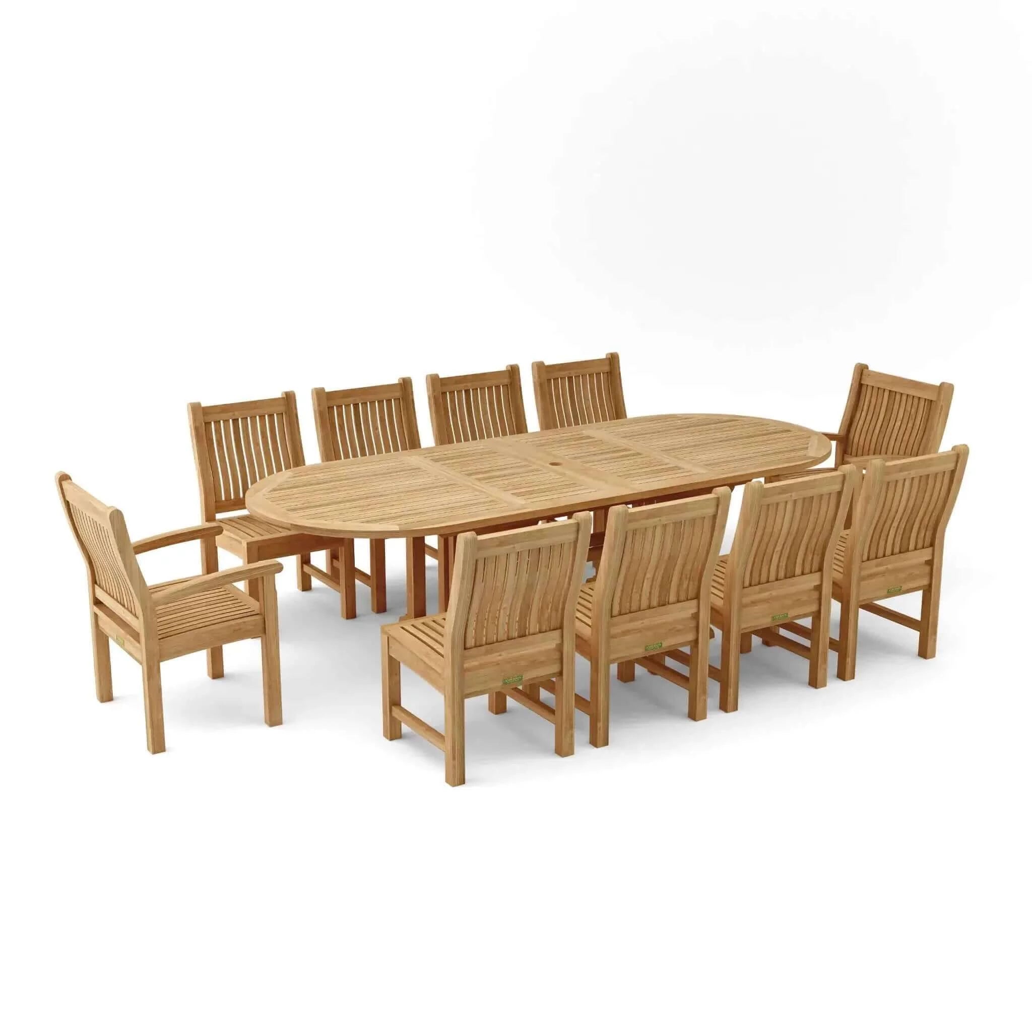 Anderson Teak Sahara Dining Side Chair 11-Pieces Oval Dining Set-78