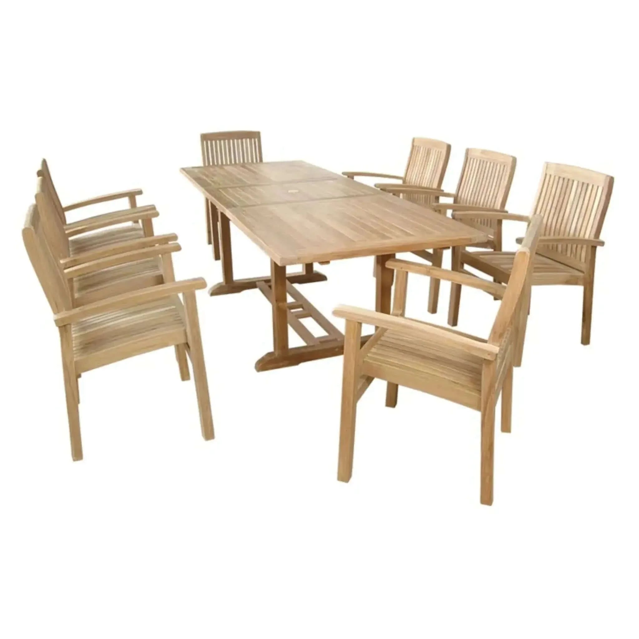 Anderson Teak Bahama Stackable Sahara 9-Pieces Rectangular Dining Set-80