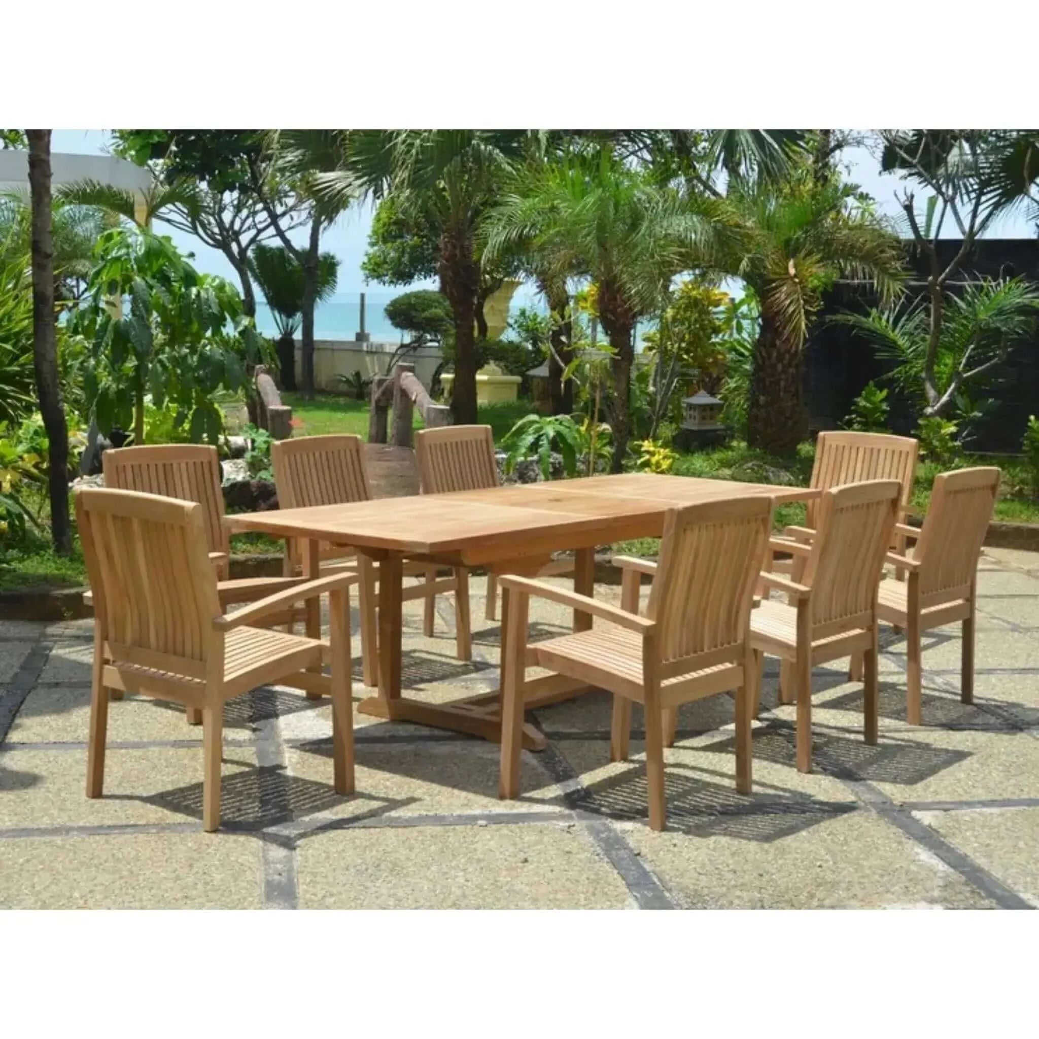 Anderson Teak Bahama Stackable Sahara 9-Pieces Rectangular Dining Set-80