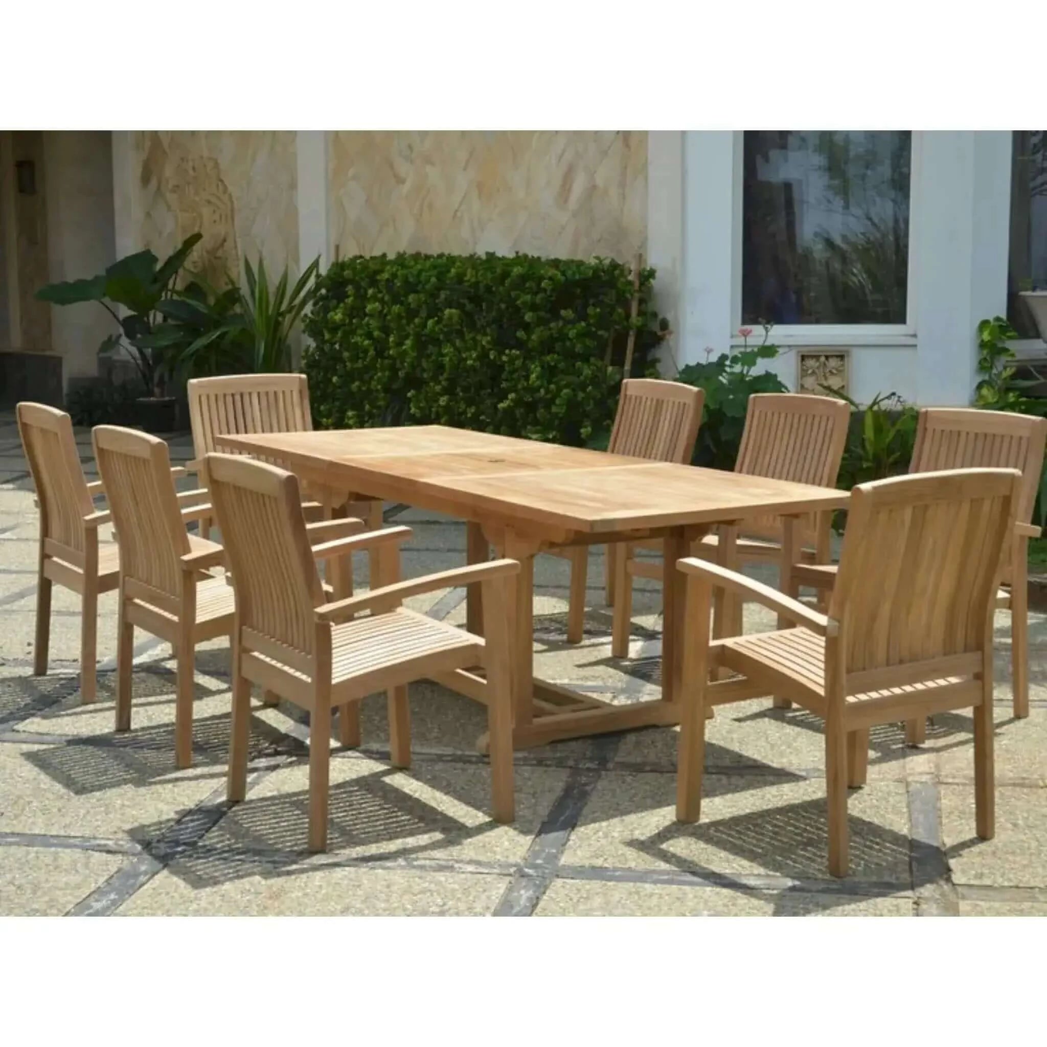 Anderson Teak Bahama Stackable Sahara 9-Pieces Rectangular Dining Set-80