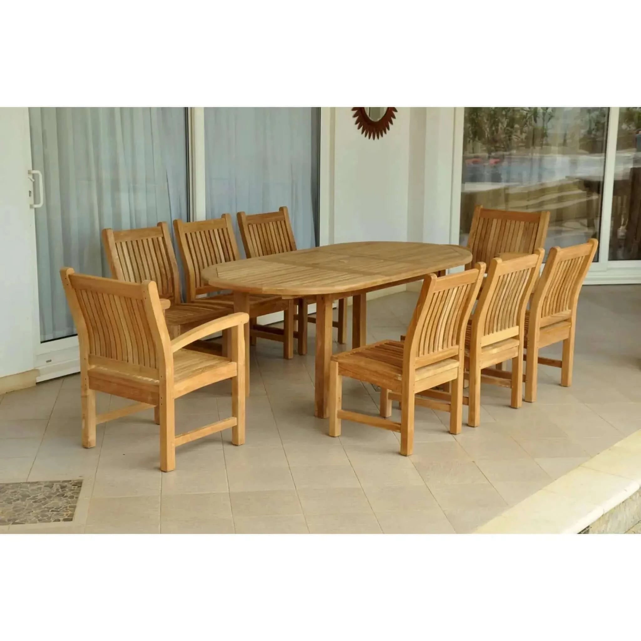 Anderson Teak Bahama Sahara 9-Pieces 78" Oval Dining Set-84