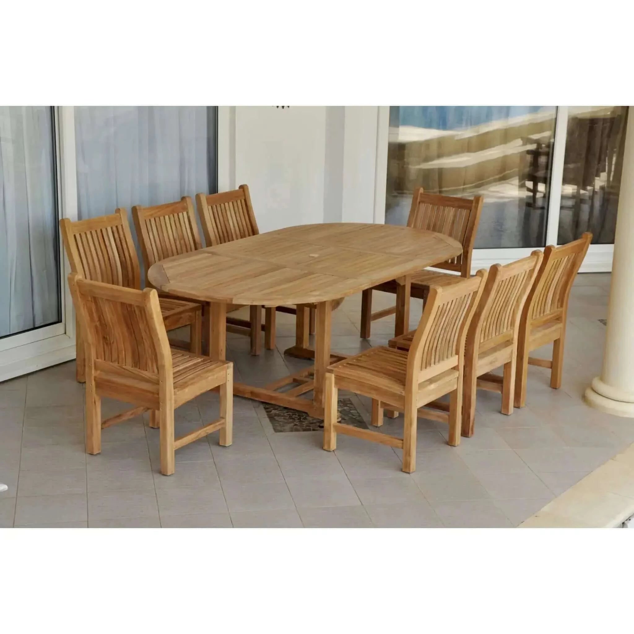 Anderson Teak Bahama Sahara 9-Pieces 87" Oval Dining Set-85