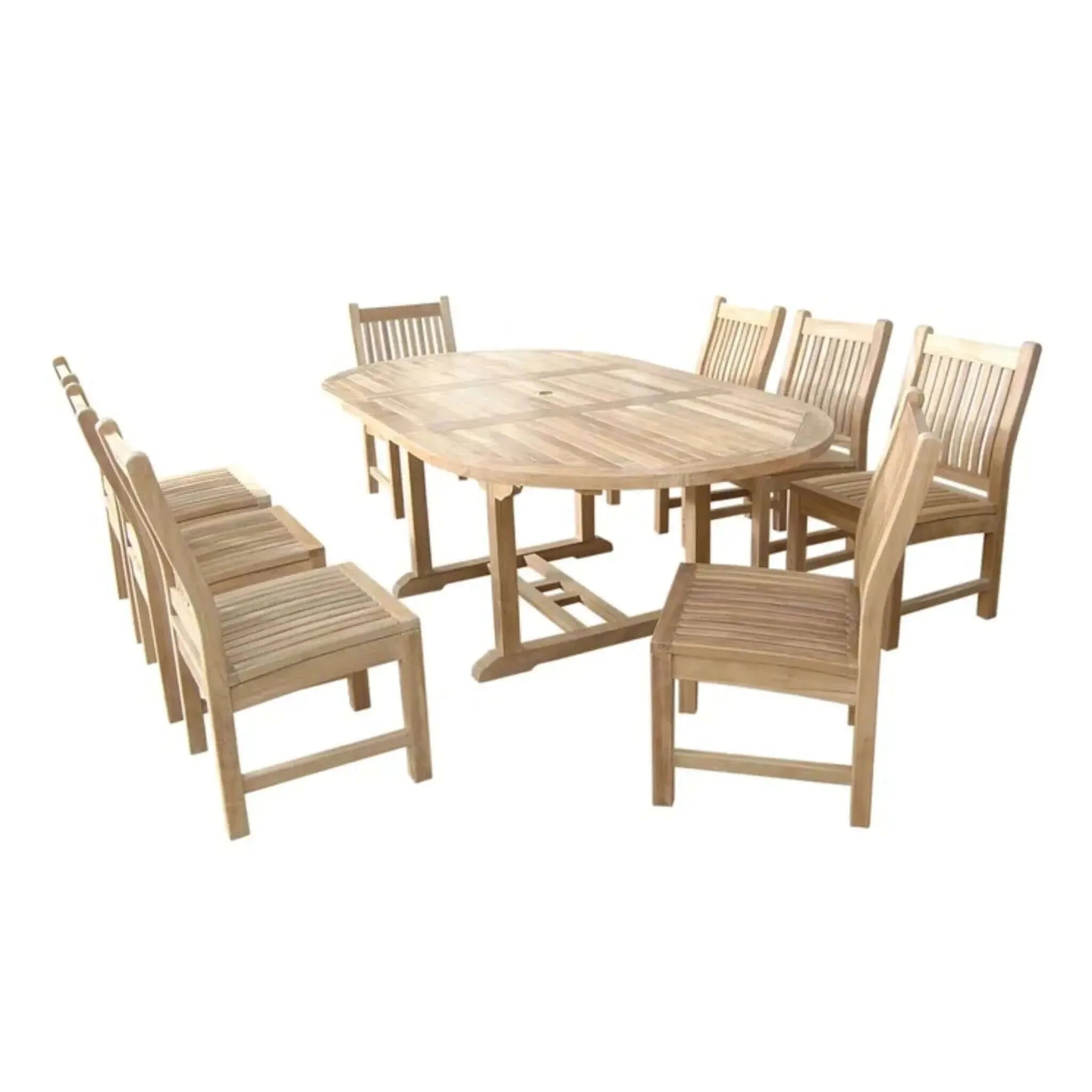 Anderson Teak Bahama Sahara 9-Pieces 87" Oval Dining Set-85