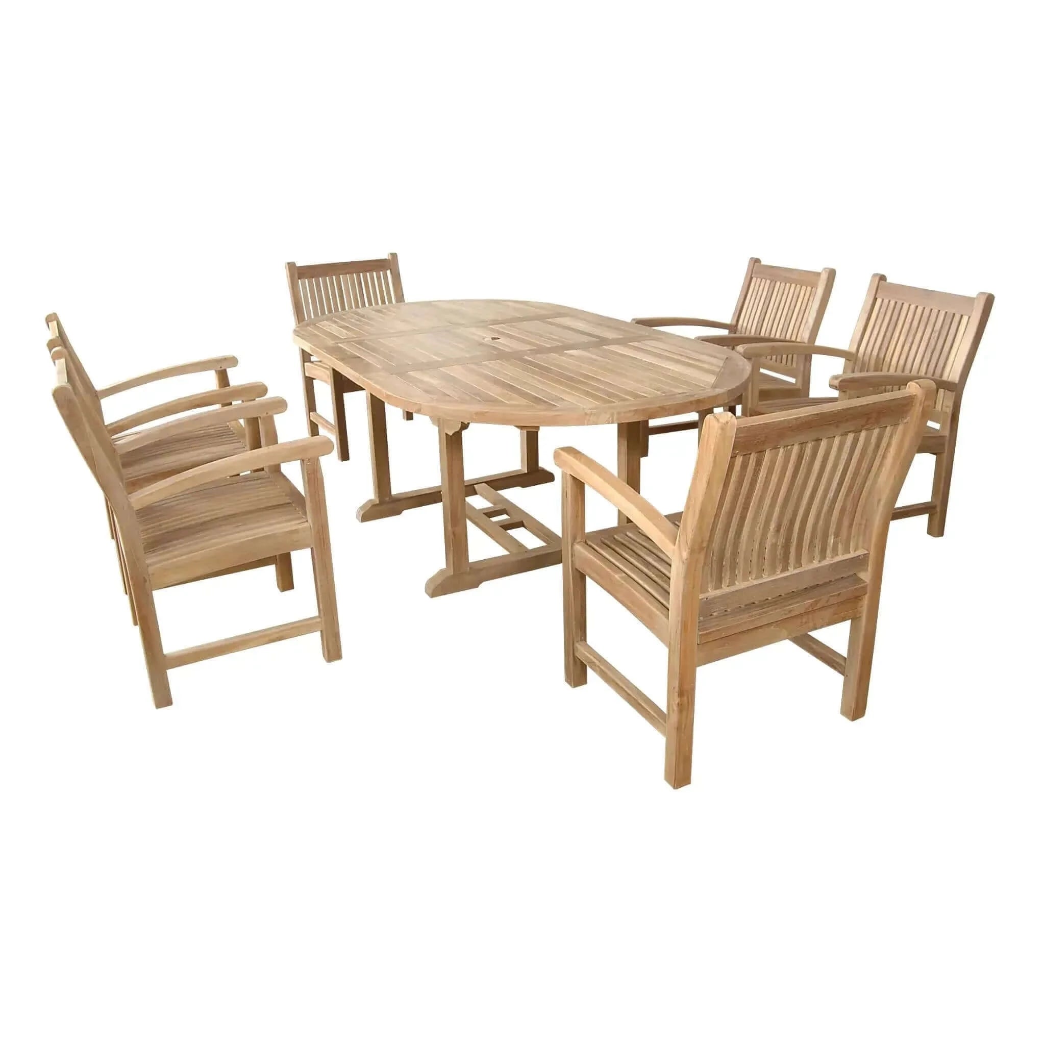 Anderson Teak Bahama Sahara Armchair 7-Pieces 87" Oval Dining Set-86