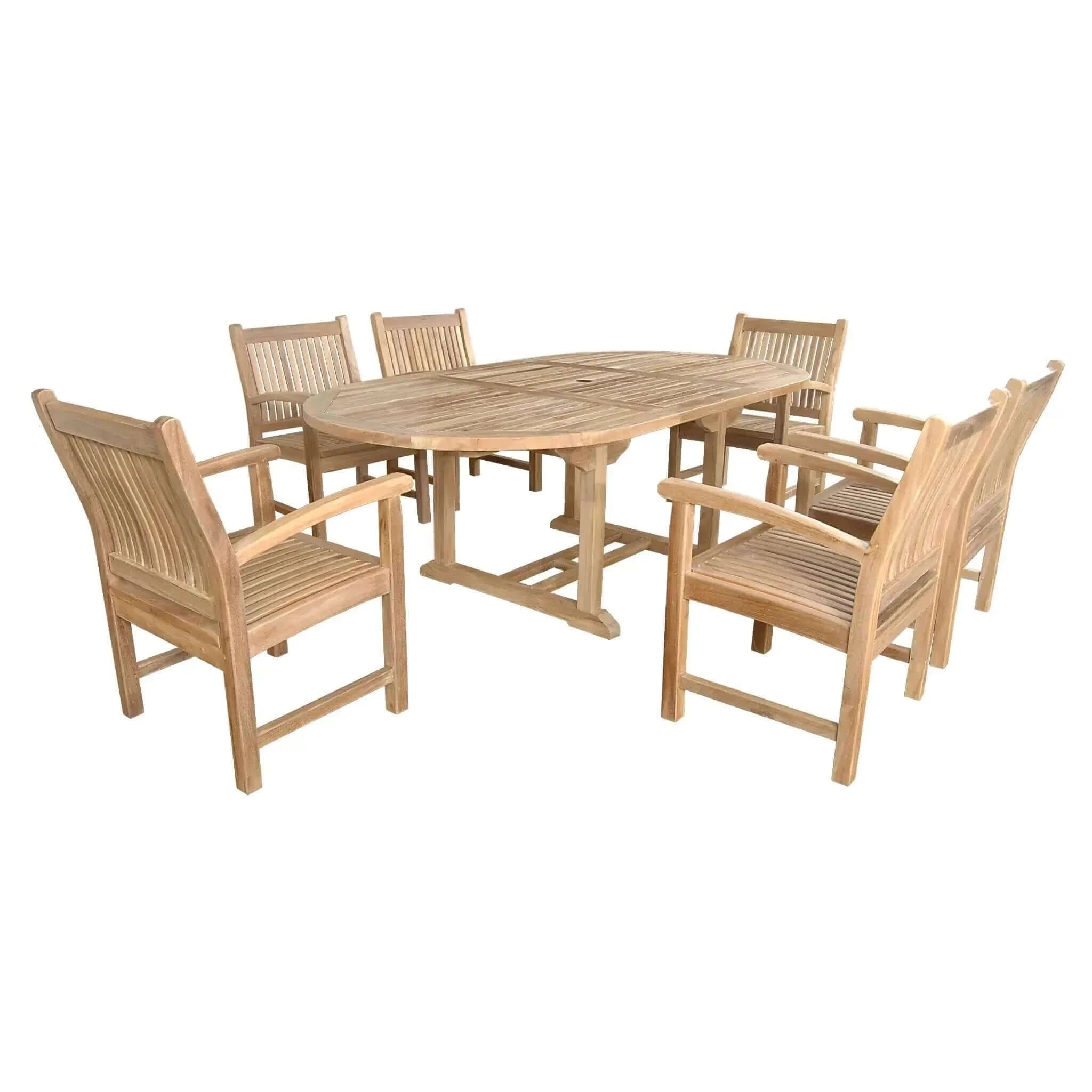 Anderson Teak Bahama Sahara Armchair 7-Pieces 87" Oval Dining Set-86