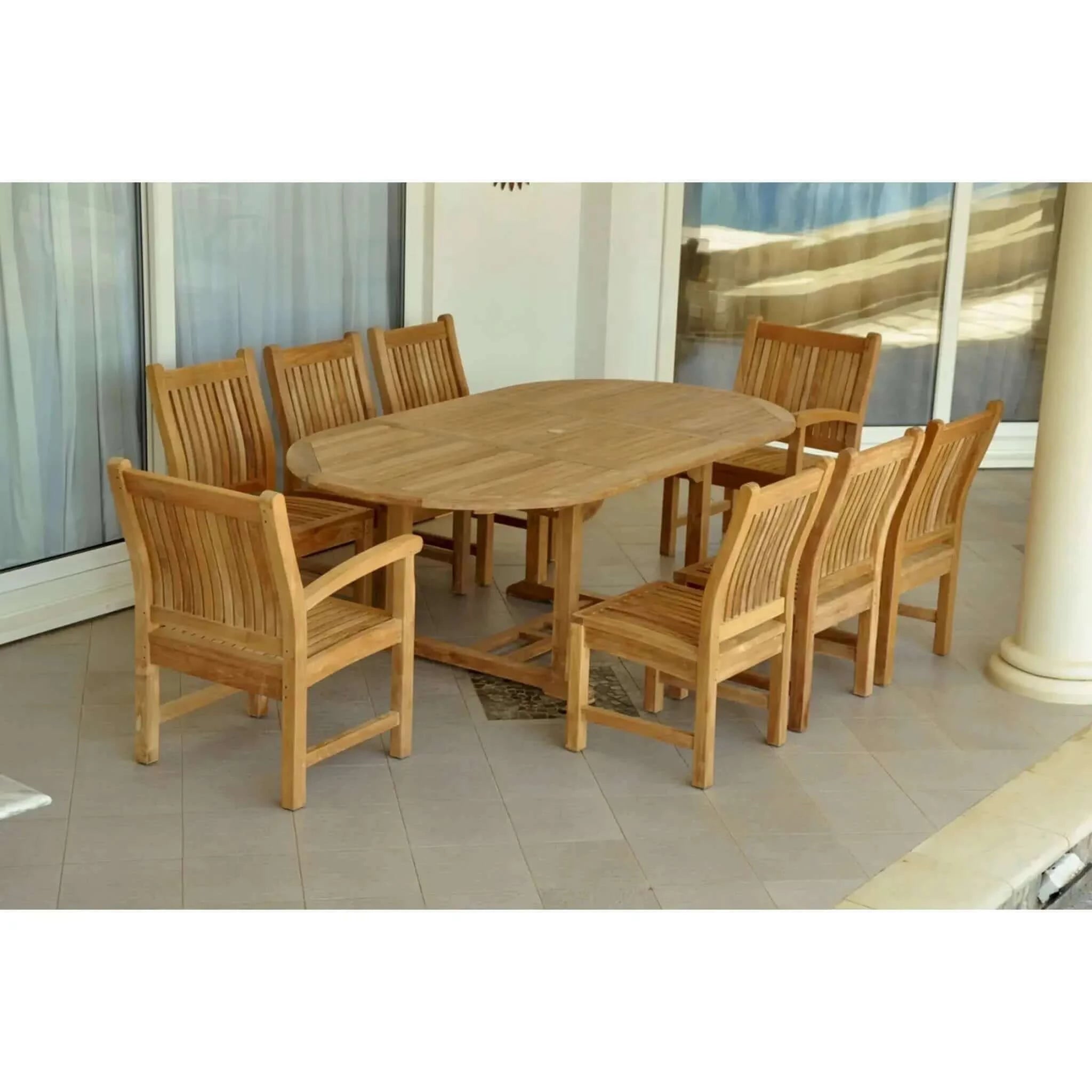 Anderson Teak Bahama Sahara Side Chair 7-Pieces 87" Oval Dining Set-87