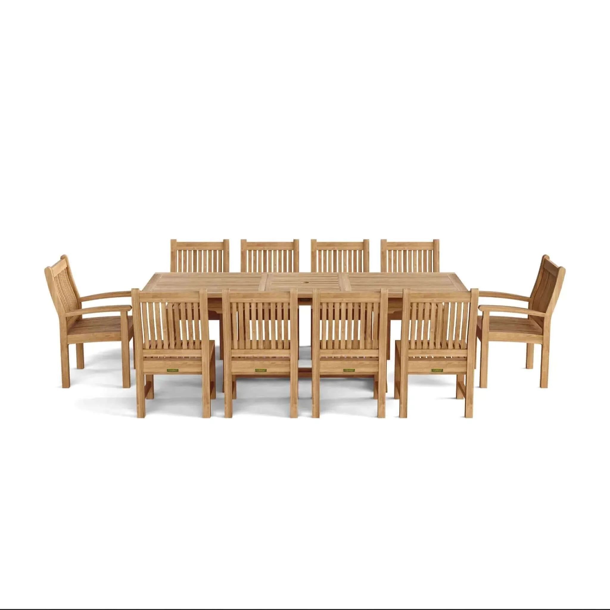 Anderson Teak Bahama Sahara 11-Pieces 8' Rectangular Dining Set-88