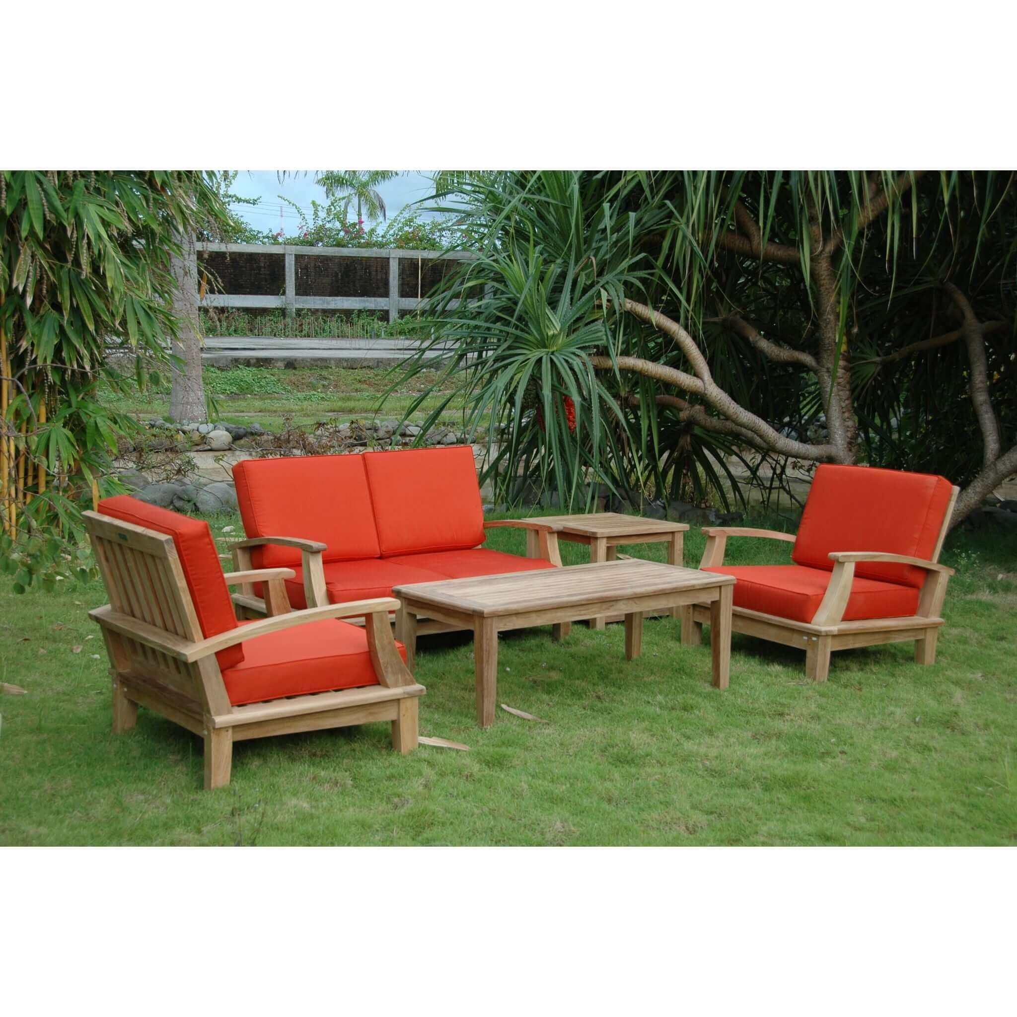 Anderson Teak Brianna Bahama 5-Pieces Deep Seating Loveseat Set-115