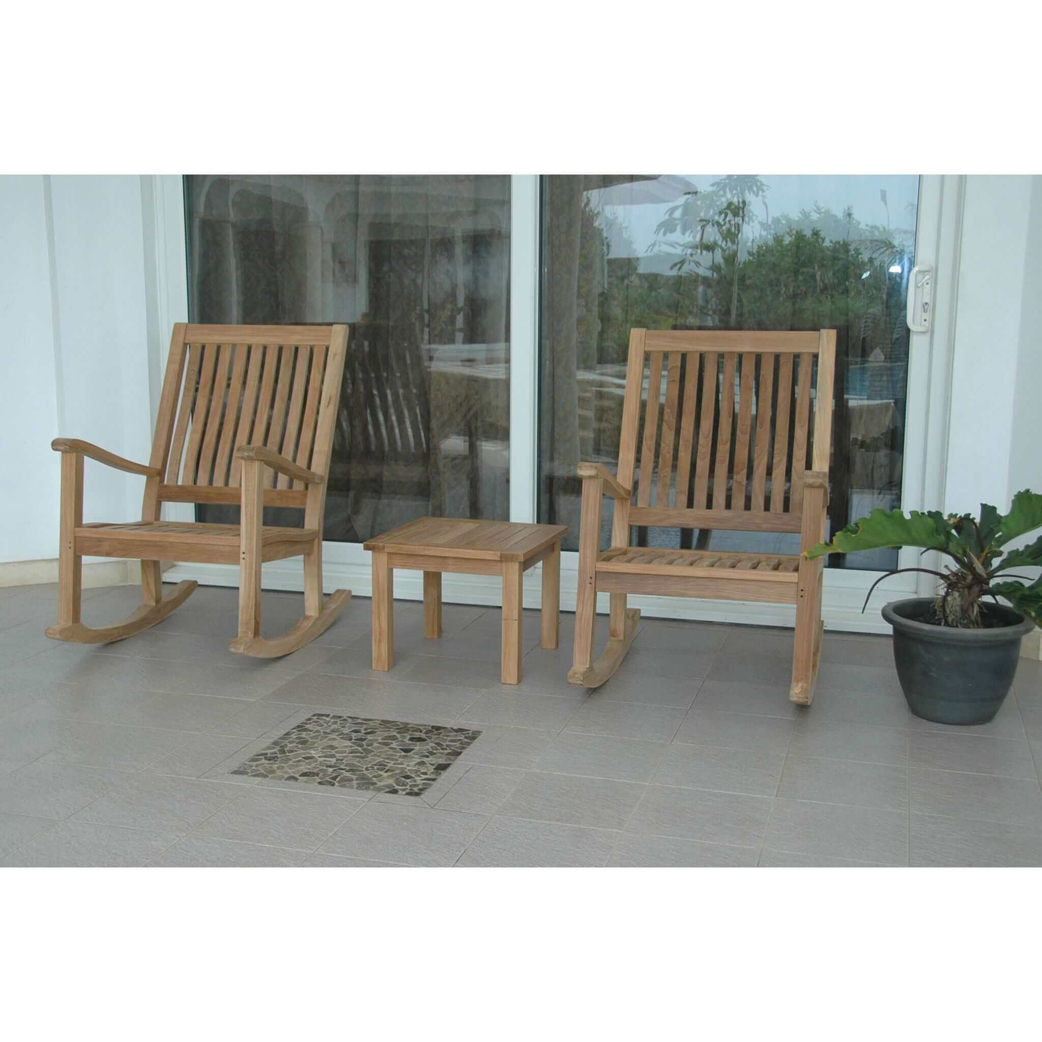 Anderson Teak Del-Amo Bahama 3-Pieces Set with Square Side Table Set-4