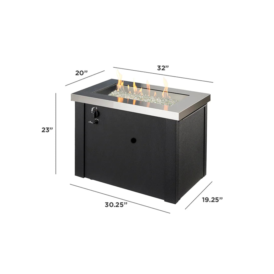 Outdoor Greatroom Providence 32-Inch Rectangular Gas Fire Pit Table PROV-1224-SS