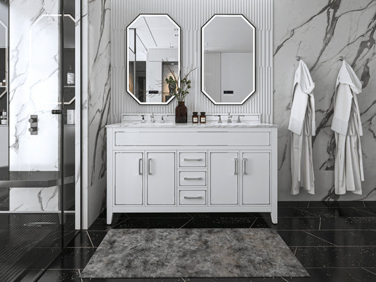 Ancerre Designs Aspen Bathroom Vanity With Sink Ank Carrara White Marble Top Cabinet Set