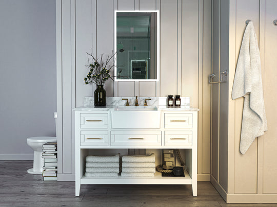 Ancerre Designs Hayley Bathroom Vanity With Sink And Carrara White Marble Top Cabinet Set