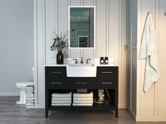 Ancerre Designs Hayley Bathroom Vanity With Sink And Carrara White Marble Top Cabinet Set