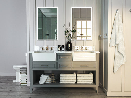 Ancerre Designs Hayley Bathroom Vanity With Sink And Carrara White Marble Top Cabinet Set