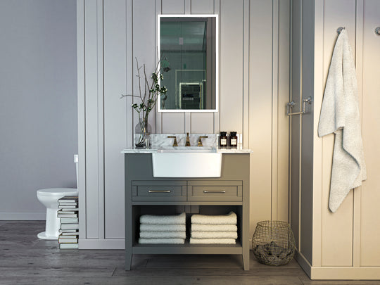 Ancerre Designs Hayley Bathroom Vanity With Sink And Carrara White Marble Top Cabinet Set