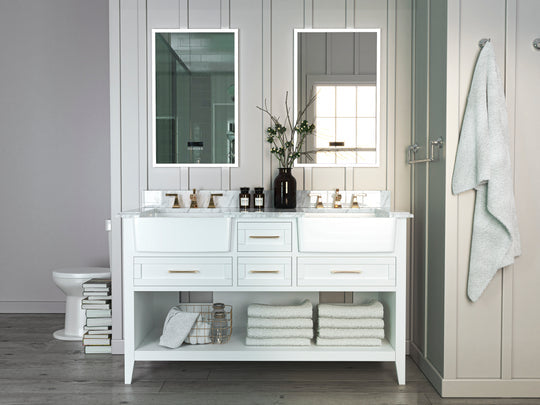 Ancerre Designs Hayley Bathroom Vanity With Sink And Carrara White Marble Top Cabinet Set