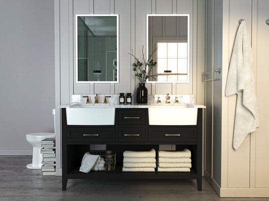 Ancerre Designs Hayley Bathroom Vanity With Sink And Carrara White Marble Top Cabinet Set