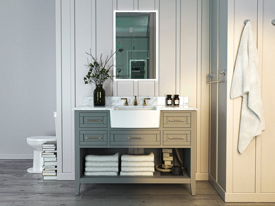 Ancerre Designs Hayley Bathroom Vanity With Sink And Carrara White Marble Top Cabinet Set