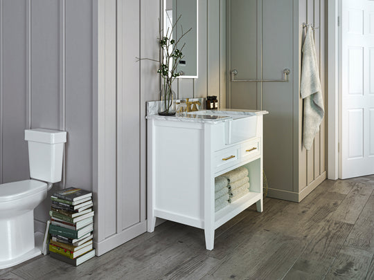 Ancerre Designs Hayley Bathroom Vanity With Sink And Carrara White Marble Top Cabinet Set