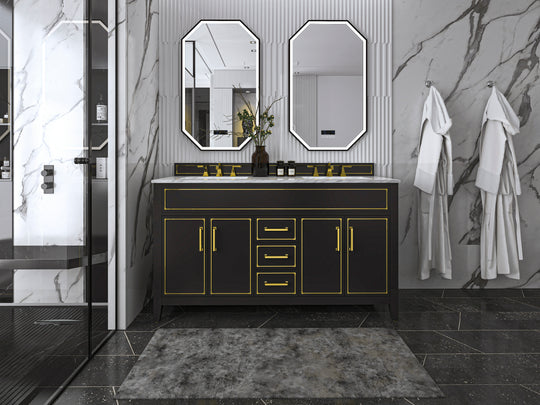 Ancerre Designs Aspen Bathroom Vanity With Sink Ank Carrara White Marble Top Cabinet Set