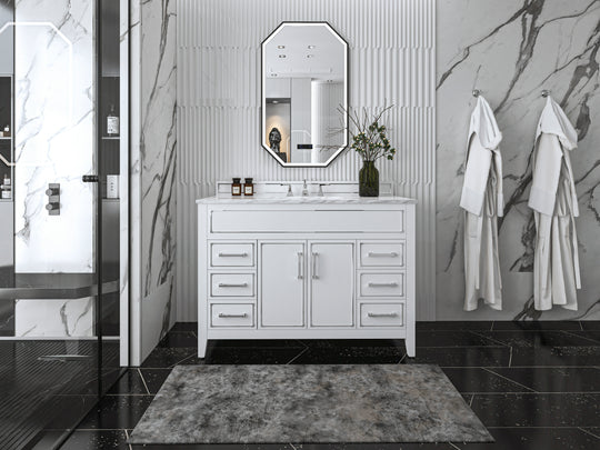 Ancerre Designs Aspen Bathroom Vanity With Sink Ank Carrara White Marble Top Cabinet Set