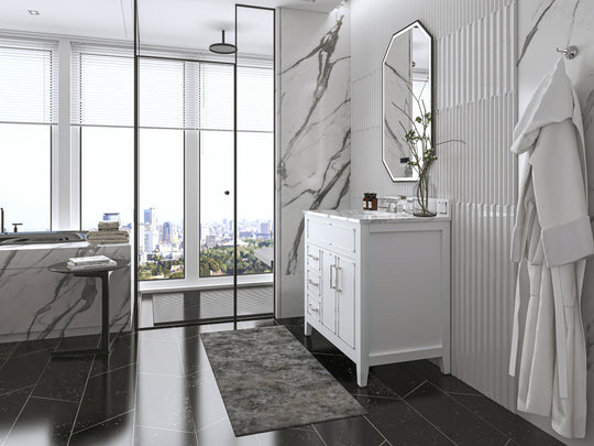 Ancerre Designs Aspen Bathroom Vanity With Sink Ank Carrara White Marble Top Cabinet Set