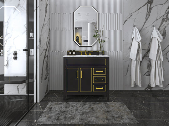 Ancerre Designs Aspen Bathroom Vanity With Sink Ank Carrara White Marble Top Cabinet Set